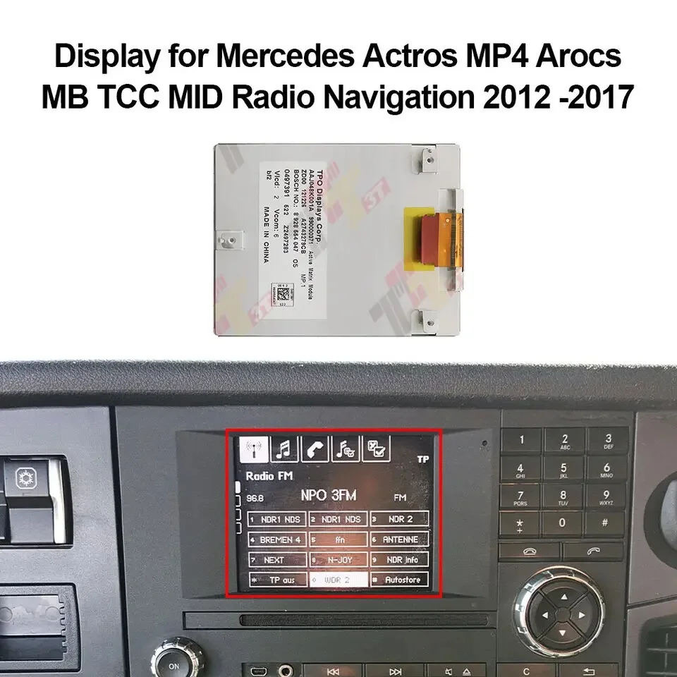 LCD Display for Mercedes Actros MP4 Arocs MB TCC MID Radio Navigation