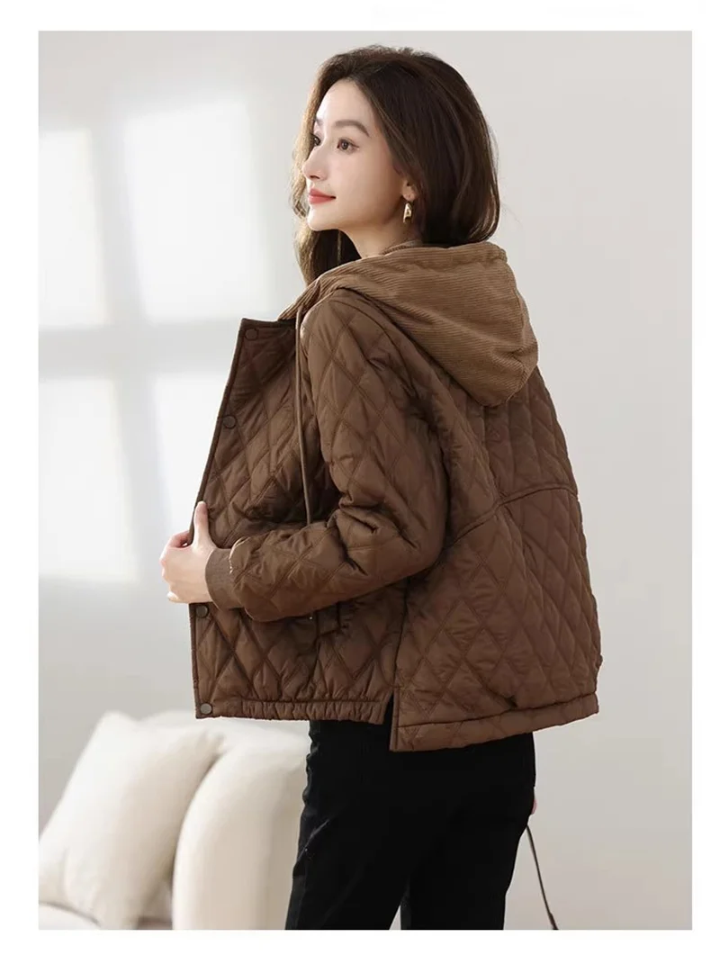 

Cotton Jacket Women's Short Style 2025 Autumn/Winter New Fashionable Western style Hooded Coat Cotton Jacket Warm and Lightweigh