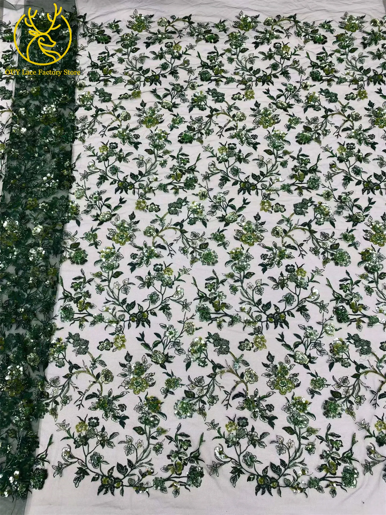 Eleganter afrikanischer Spitzenstoff mit Pailletten und Stickerei, lila, nigerianischer französischer Tüll-Spitzenstoff mit Perlen für Brautkleider und Partykleider zum Nähen – Detail 9