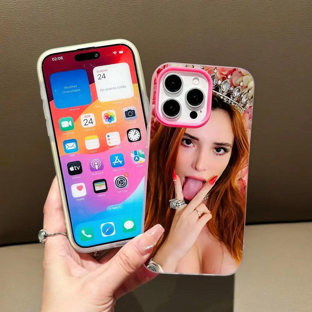 Чехол для телефона Bella Thorne для iPhone 18 17 16 15 14 13 12 11 Air Pro Max Plus, двухслойный, розово-красный, из желеобразного материала.