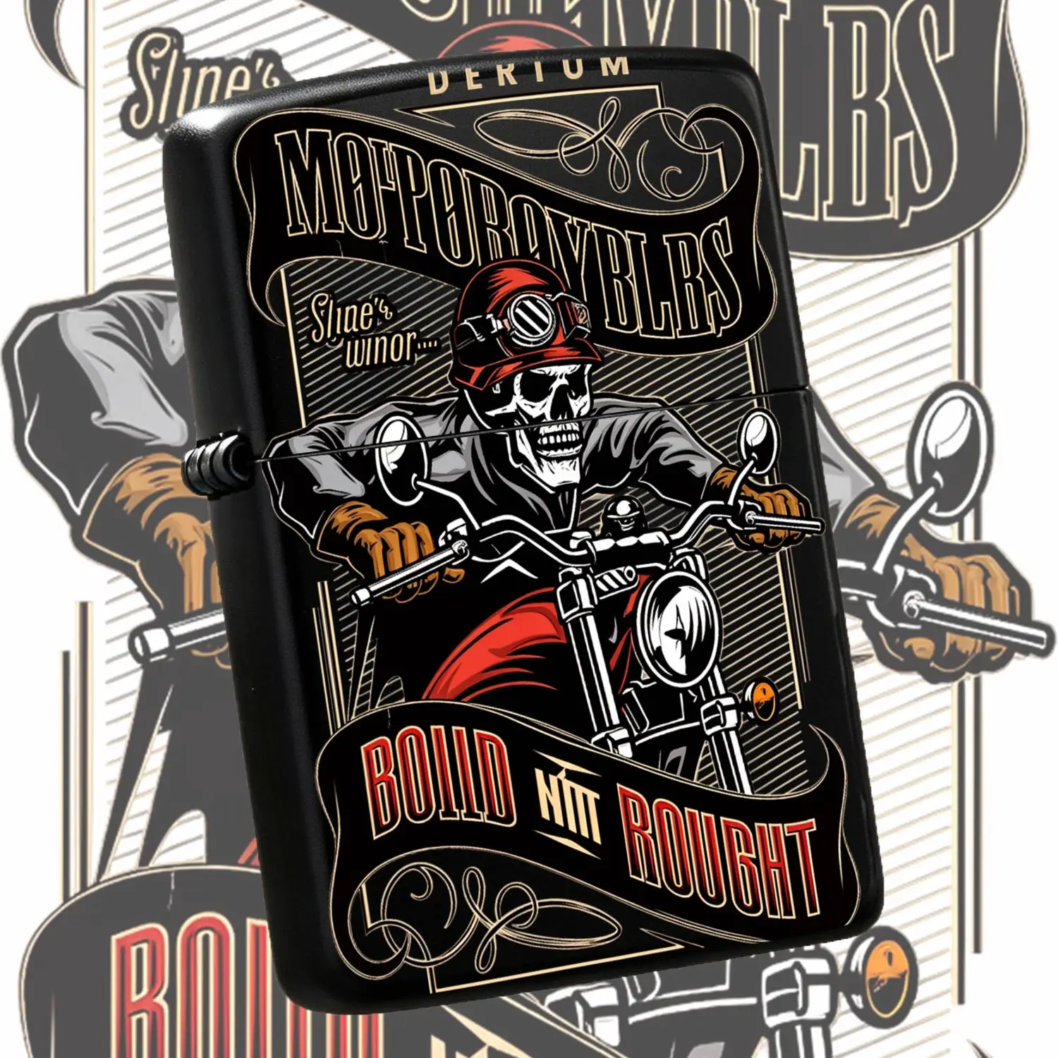 Vintage Skeleton Biker Themed Lighter Cool Motorcycle Style Portable Ignition Accessory Durable Practical Daily Carry Tool Perfect Gift For Motorcycle Enthusiasts Friends Suitable For Outdoor Travel Home Office Multi Sc A Humorous And Inter