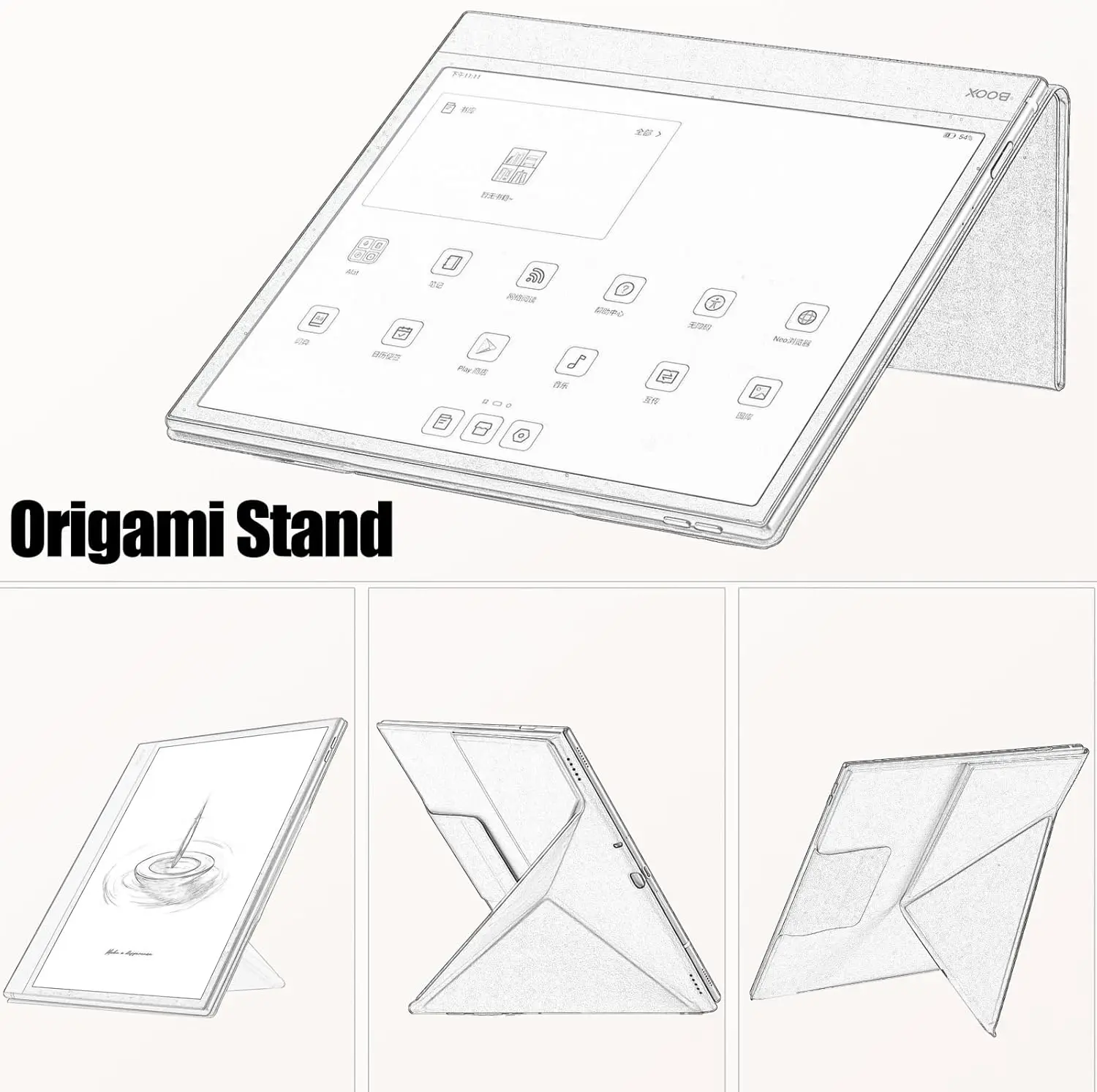 Magnetic Case for Boox Note Air 5 C (10.3",2025 Released) | with Auto Sleep/Wake | 2-Way Origami Stand | Pen Buckle Design - view 2