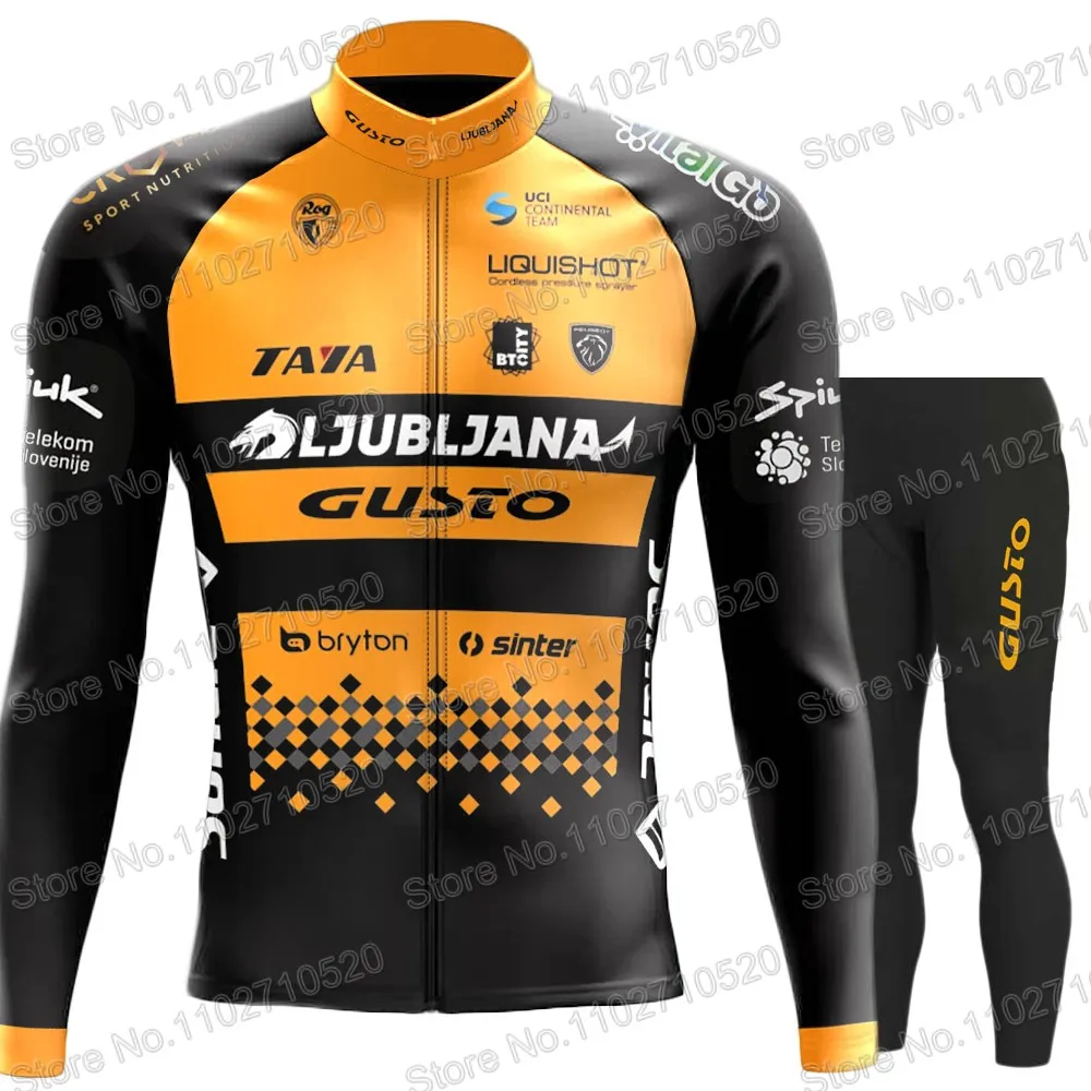 Ljubljana Gusto Team Cycling Jersey 2023 Set Long Sleeve Equipo Slovenia Cycling Clothing Road Suit Pants MTB Maillot Ropa