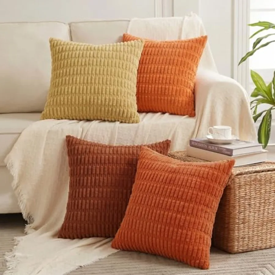 

4 Packs Decorative Throw Pillow Covers for Living Room Couch Bed, Modern Farmhouse Boho Home Décor Accent Cushion Case, 18" x 1
