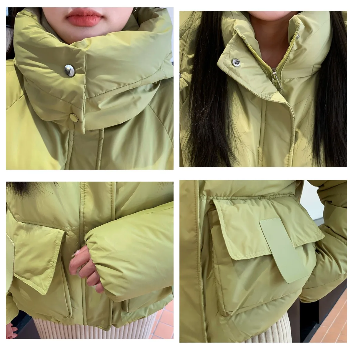 2024 Winter Chic Hooded Down Cotton Puffer Parka Coats Women Loose Solid Thicken Warm Jacket Female New Fashion Zippers Outwear