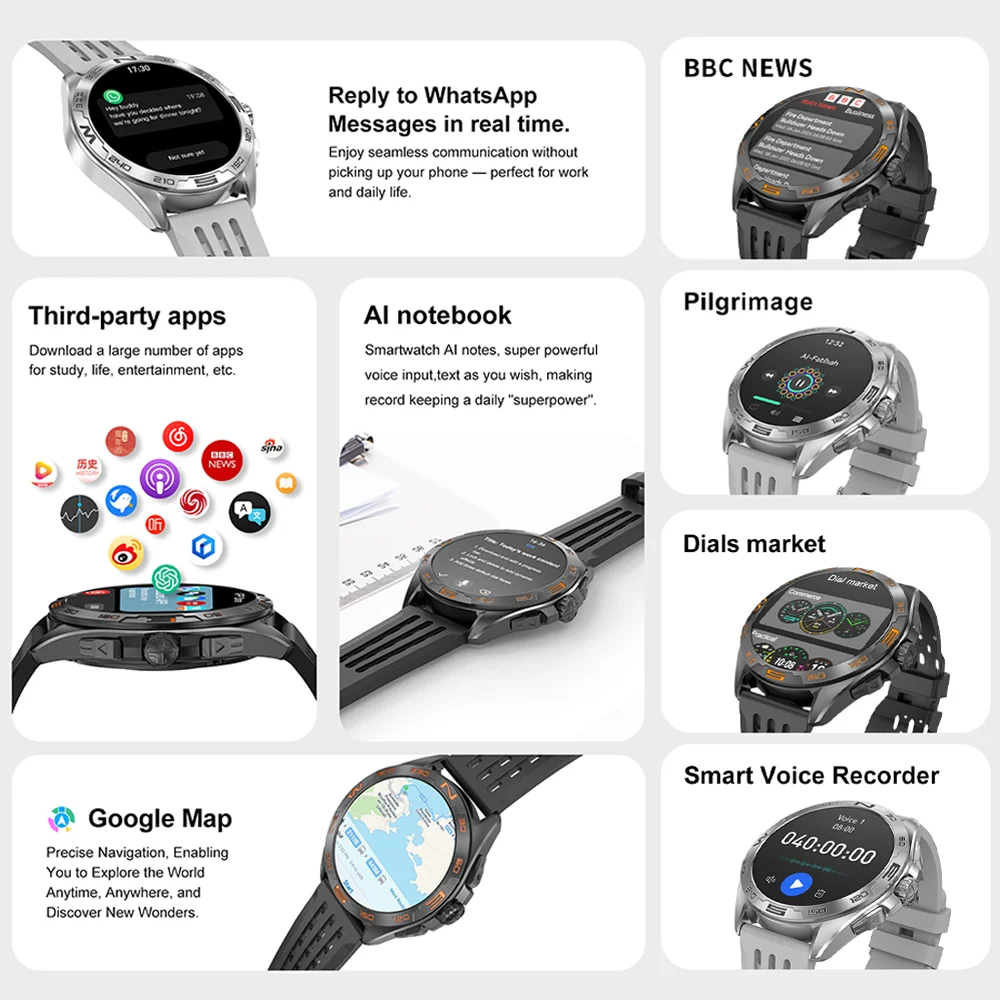 ذاكرة 4 جيجابايت DT M1 Pro ساعة Ultra Smartwatch مشغل MP3 MP4 بلوتوث مشاركة الشبكة APP Store ChatGPT Sport Umuсы