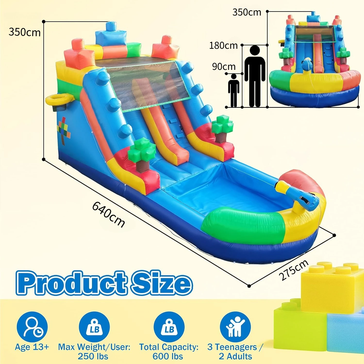 Building Block Inflatable Water Slide Bounce House For Party Rental Event Rental Blow Up Water Park With Pool Backyard Outdoor