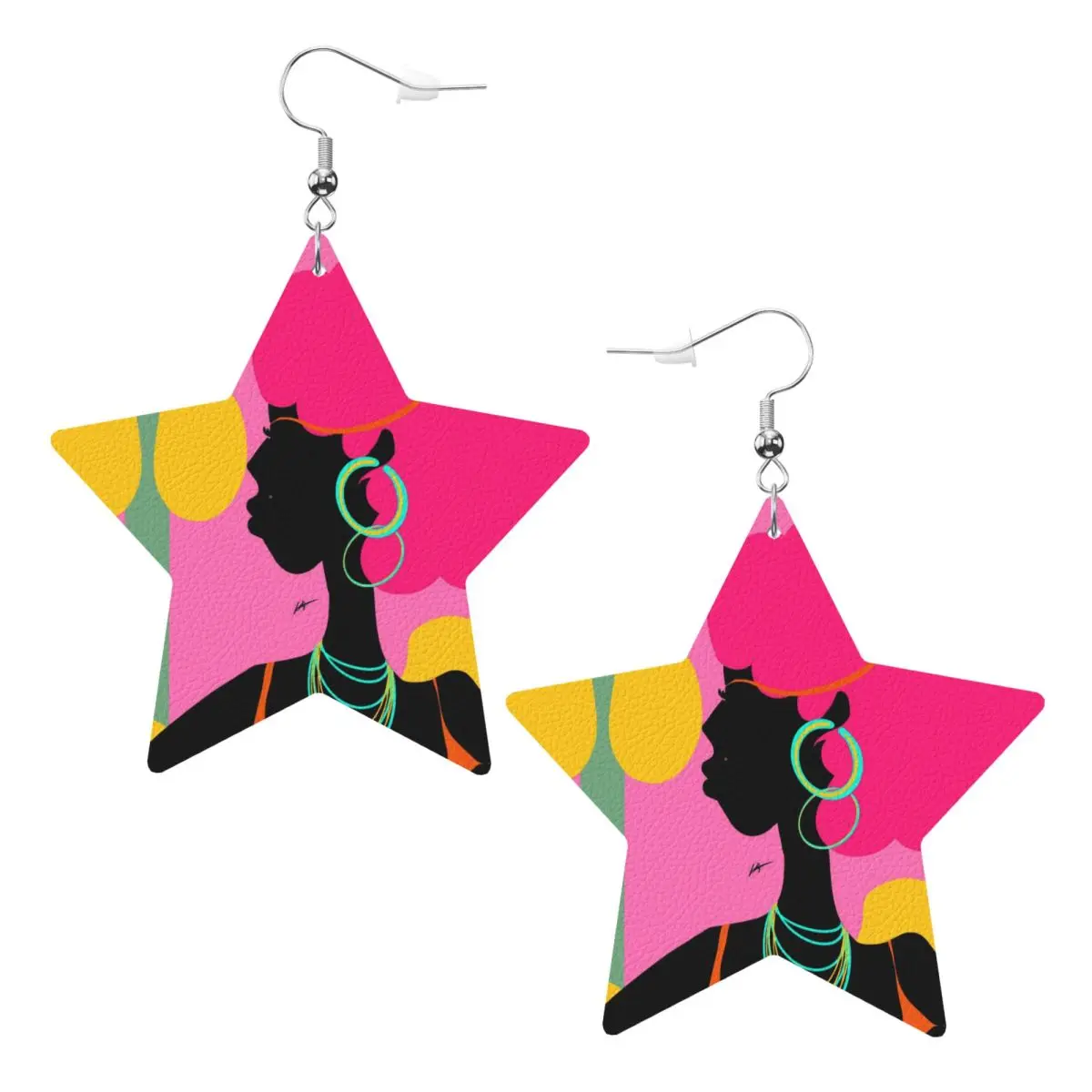 

Custom Abstract African Woman Leather Teardrop Earrings for Women Leather Earrings Fashion Lightweight for Parties Holidays