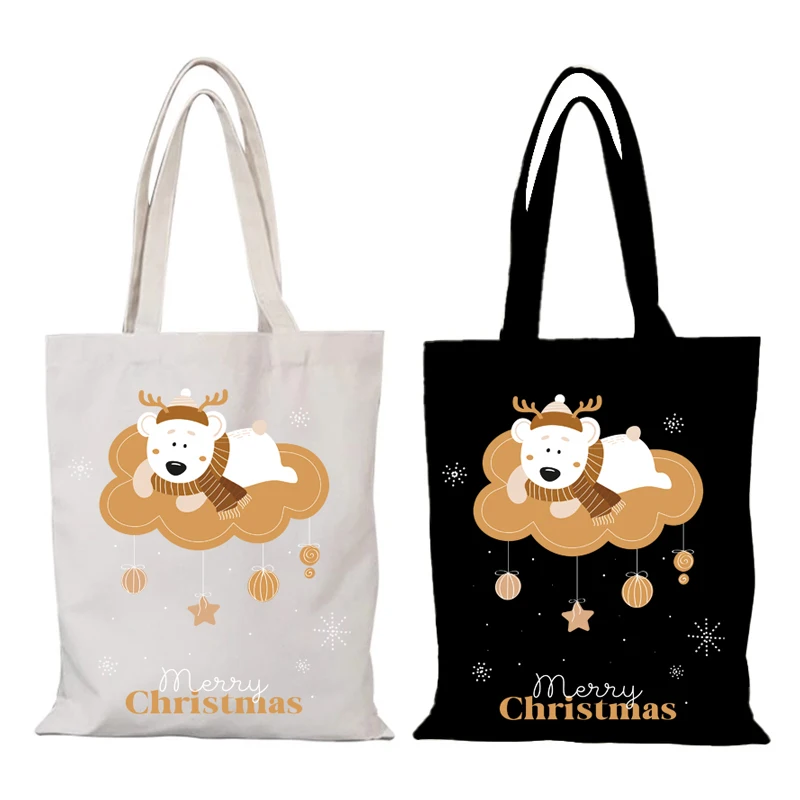 Cute Bag New Year Gift Cartoon Anime Tote Bag Canvas Merry Christmas Handbags Women's Handbag Cloth Bags Sac De Courses Eco Lady