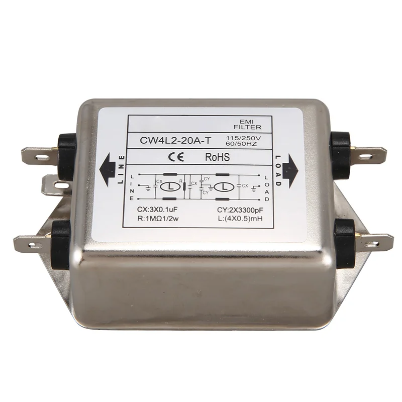ABFI 5X パワー EMI フィルター CW4L2-20A-T 単相 AC 115V / 250V 20A 50/60HZ