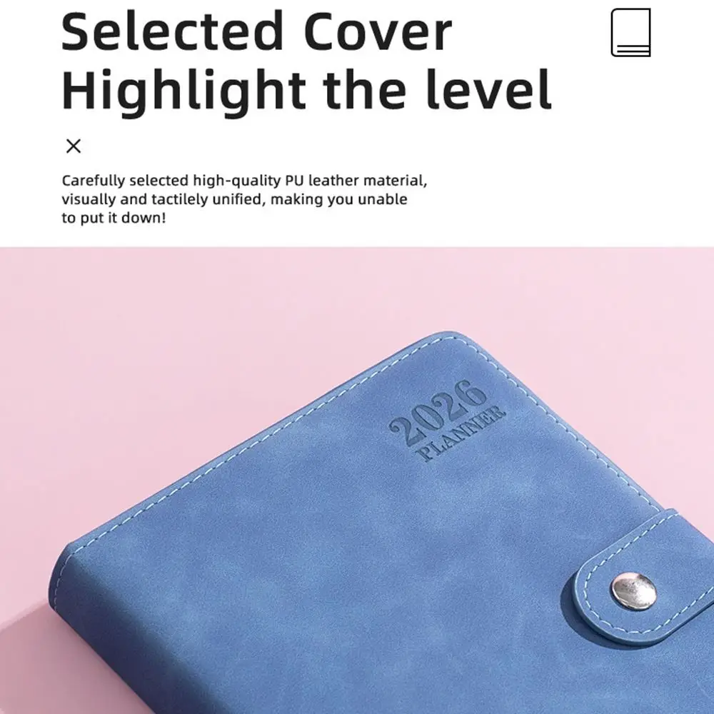 

Ежедневник-планировщик на 2026 год, износостойкий, на 12 месяцев, формат А5, портативный, с закладками, для записей и планирования