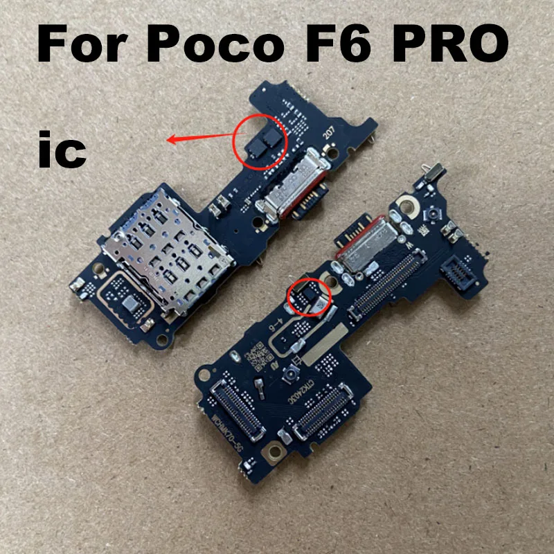 For Xiaomi Poco F6 Pro USB Charging Dock Port Mic Microphone Connector Board Flex Cable Global