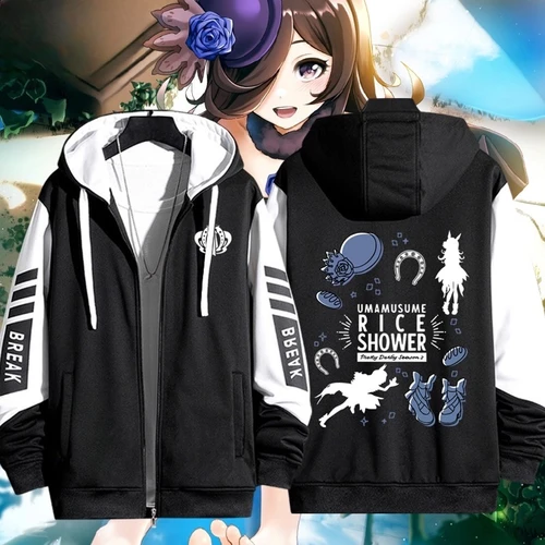 Uma Musume Pretty Derby Tokai Teio Mejiro McQueen Rice Shower Cosplay disfraz Unisex 3D Sudadera con capucha cremallera chaqueta con capucha