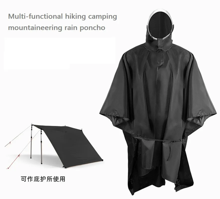 2024 new hiking raincoat poncho three-in-one multifunctional poncho mountaineering backpack raincoat camping ground cloth