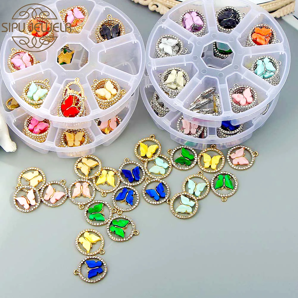 48Pcs 23*19mm Acrylic Butterfly Crystal Charm Jewelry Making Kit Fashion Necklace Pendants DIY Earring Accessories Set Wholesale