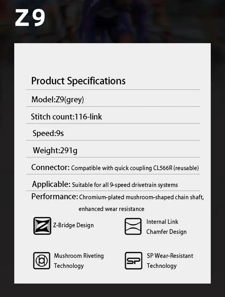 KMC Z-series 6\7\8\9 Speed Universal Bicycle Chain Chromized Mushroom-shaped Chain Shaft Enhanced Wear Resistance - view 6