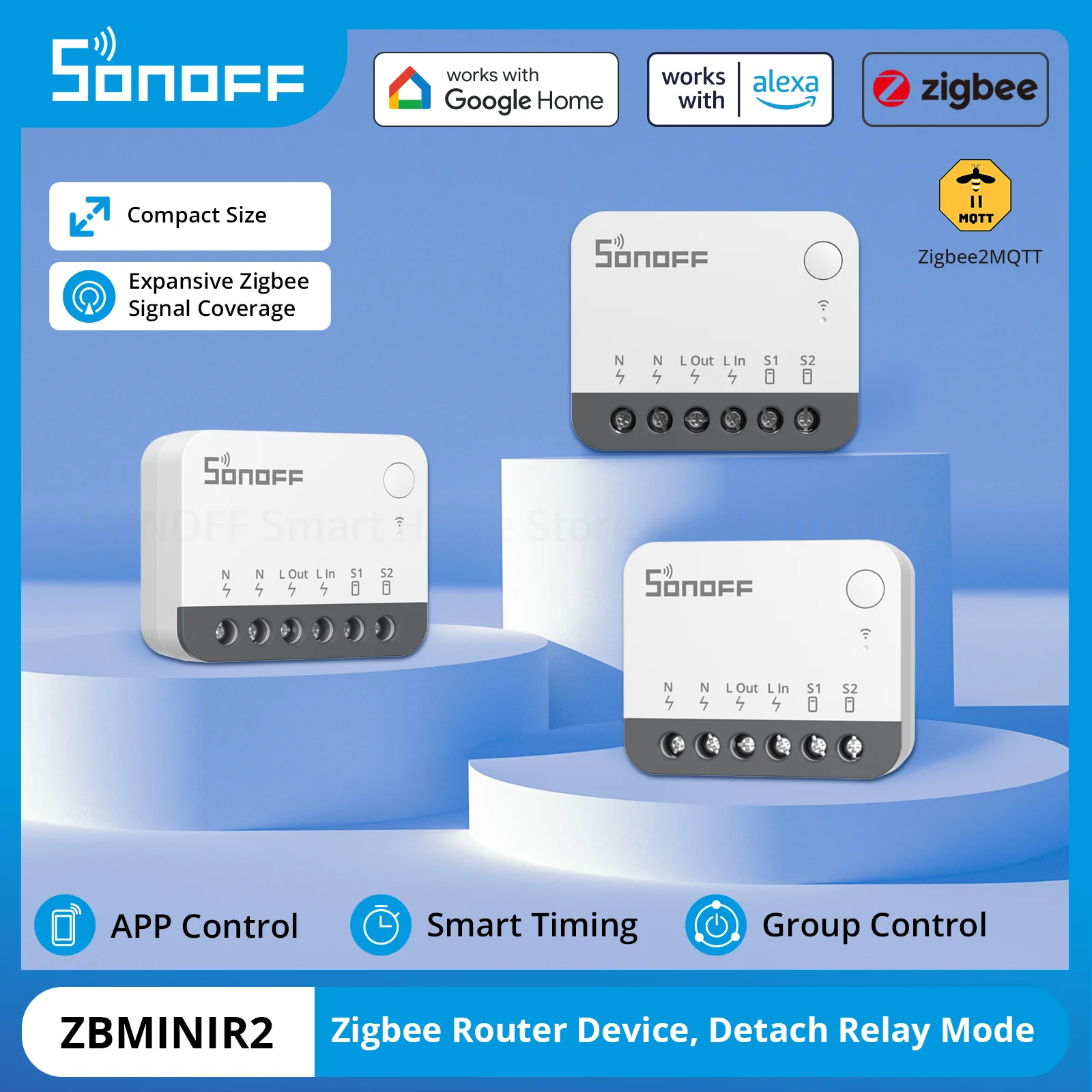 1-10PCS SONOFF ZBMINIR2 Extreme Zigbee3.0 Smart Switch Smaller Size 2 Way Control Safe Timer Requird Neutral Wire via Alexa Echo