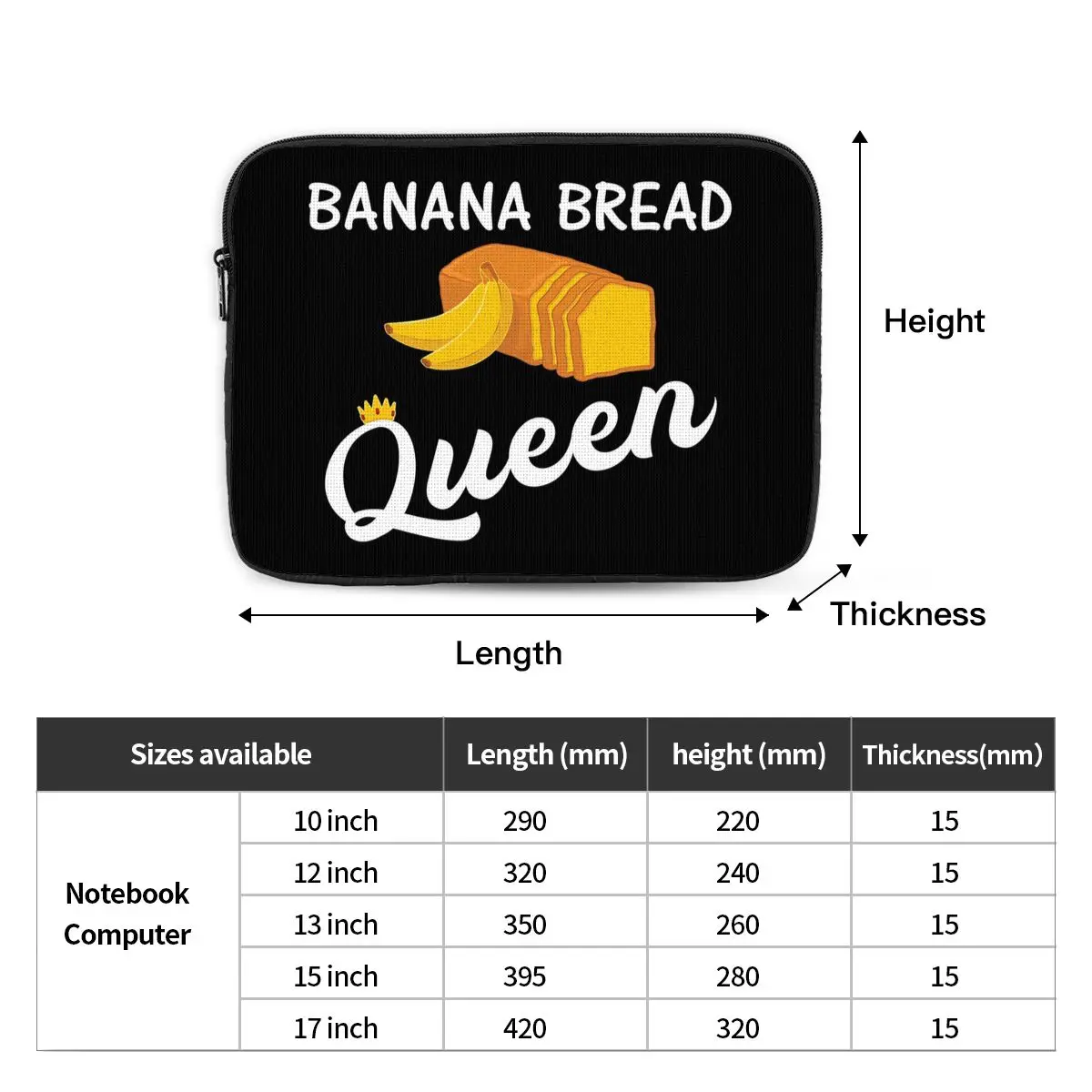 الخبز الموز الخبز الملكة غطاء كمبيوتر محمول حقيبة 10 12 13 15 17 بوصة حقيبة دفتر كم اللوحي للصدمات حقيبة