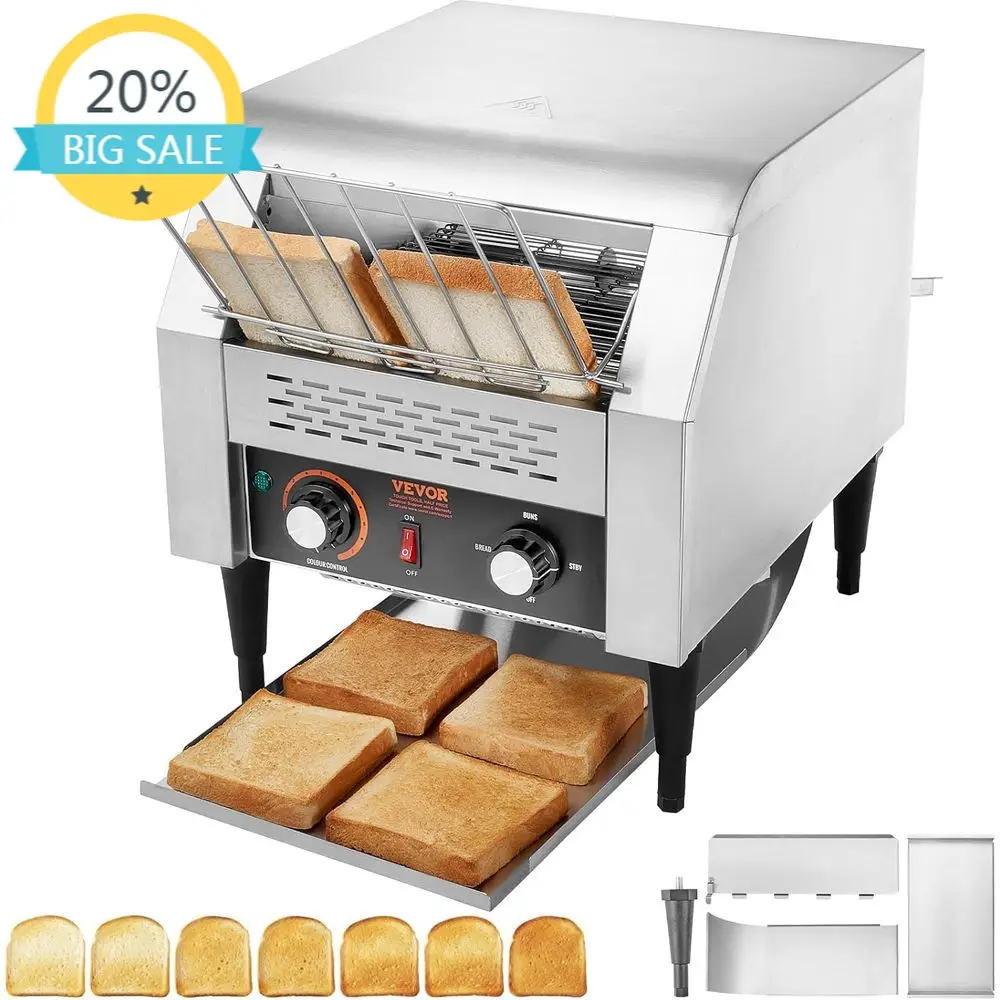 

High-Capacity Electric Stainless Steel Toaster for Restaurants - 300 Slices/Hour, Toasts Bread, Buns, Bagels