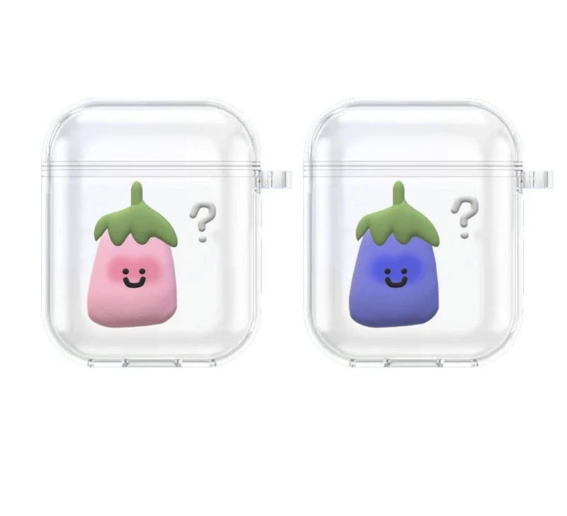 

Ins Cartoon Eggplant Cute for Airpods Pro Case Earphone Protective Cover Transparen TPU Apple Airpod Cases Cover Airpods 2 Case