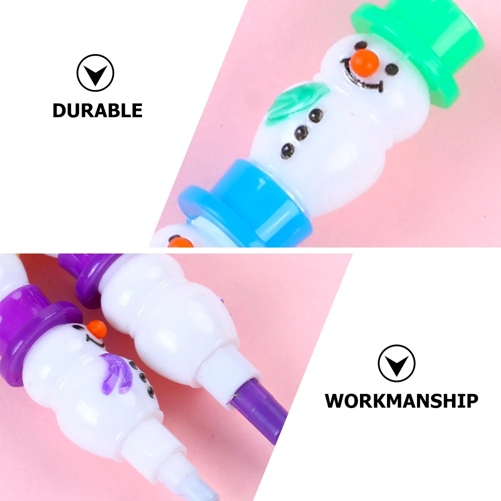 Snowman Pencil Kids Stationery Non-Sharpening Automatic Plastic Shell Stacking Point Pencils Supplies