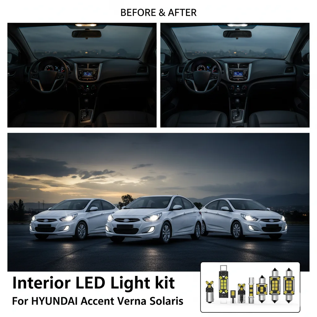 For HYUNDAI Accent LC MC RB RC HC YC Verna Solaris 2000 2002 2008 2010 2015 2016 2021 Car Interior Light LED Kit White Canbus