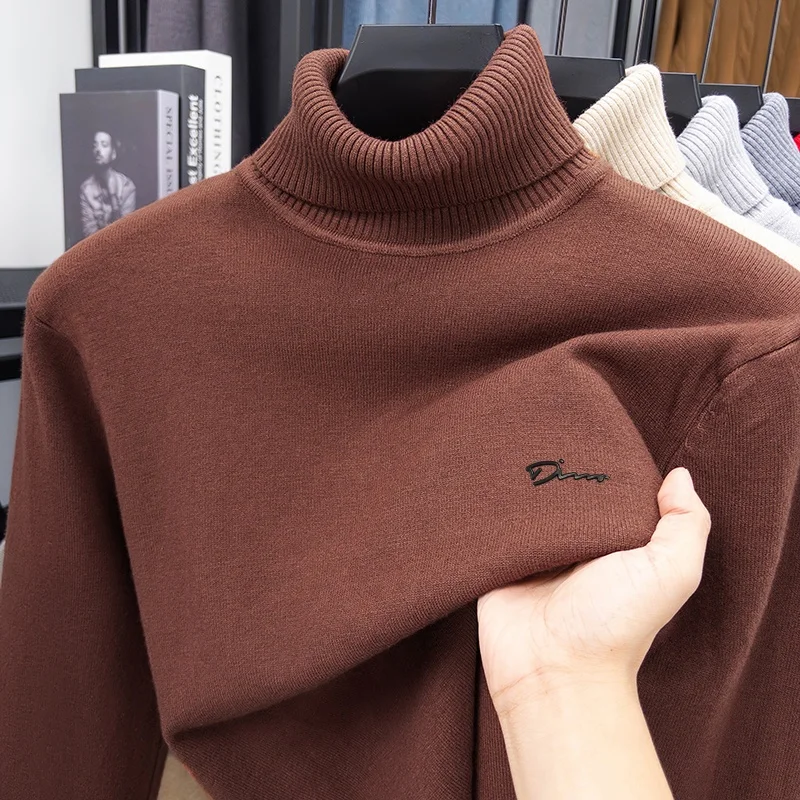 

Quality Man Spring Long-Sleeved Knitwear Letter Print High Neck Hot Pullover Versatile Trend Leisure Warm Sweater Men's Clothing