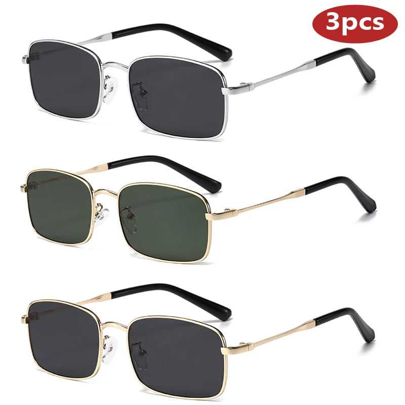 Hiking Camping 1/3pcs Classical Black Rectangle Men Metal Anti Light Glasses Women Outdoor Sport UV Resistant Eyeglass UV400 ﻿