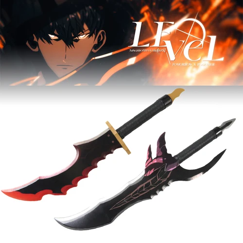 리얼 솔로 레벨링 카나타 소드 미즈시노 순 애니메이션 코스프레 액세서리, 나무 일본 카타나 사무라이 세이버, 어린이 장난감 선물