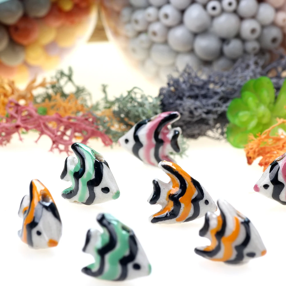 

4Pcs/Bag 15MM Cute Ceramic Fish DIY Handmade Bead Material Bracelet Necklace Jewelry Loose Bead Accessories ﻿