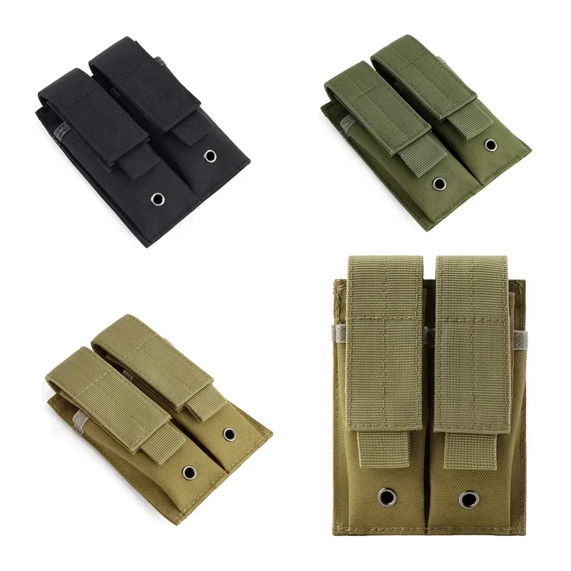 Taktische Doppel Pistole Mag Pouch Outdoor Molle Open-Top Magazin Tasche Taschenlampe Halter Befestigung Paket Jagd Zubehör
