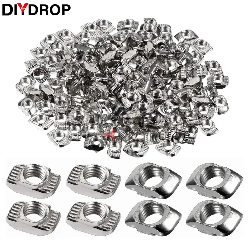 5/20/50/100pcs M3/M4/M5 for 20 Series Slot T-nut Sliding Hammer Drop In Nut Fasten Connector 2020 EU Aluminum Extrusion Profile