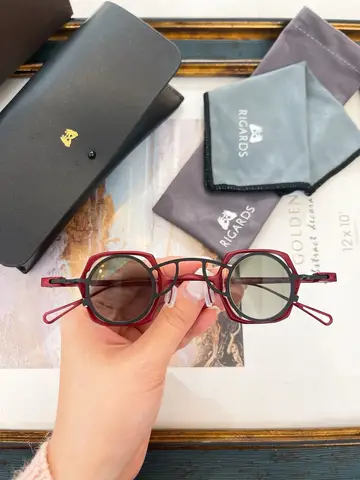 Rigards Men's Women Retro Geometric Metal Sunglasses, Round Frame with Magnetic Clip-On, Unique Hollow Out Design,RG1921TI