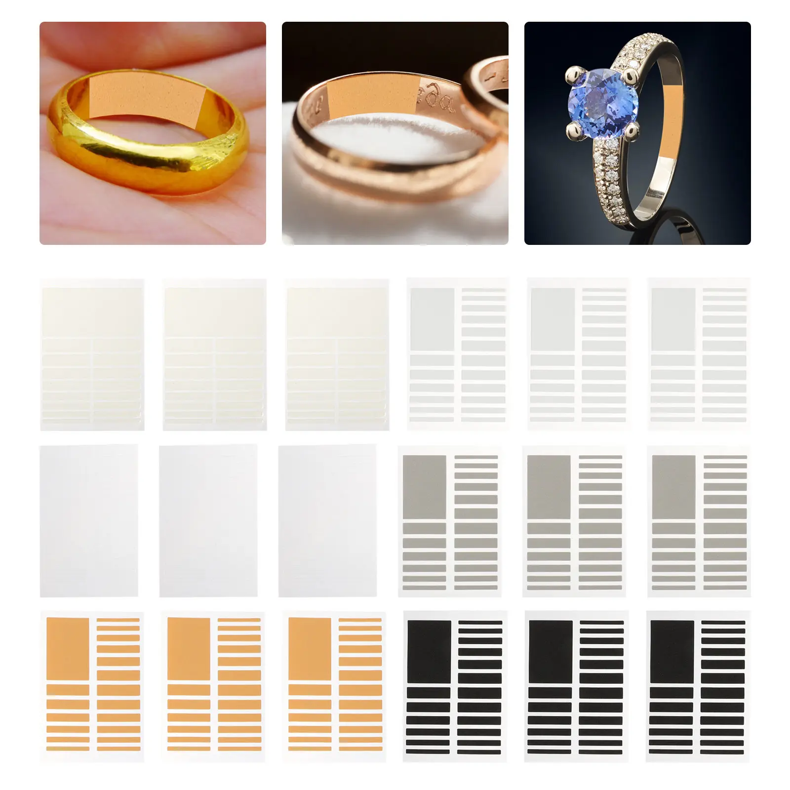 

18 Sheets Premium Invisible Ring Adjust Sizer Flexible Silicone Tightener Jewelry Size Adjuster for Loose Rings Unisex Use