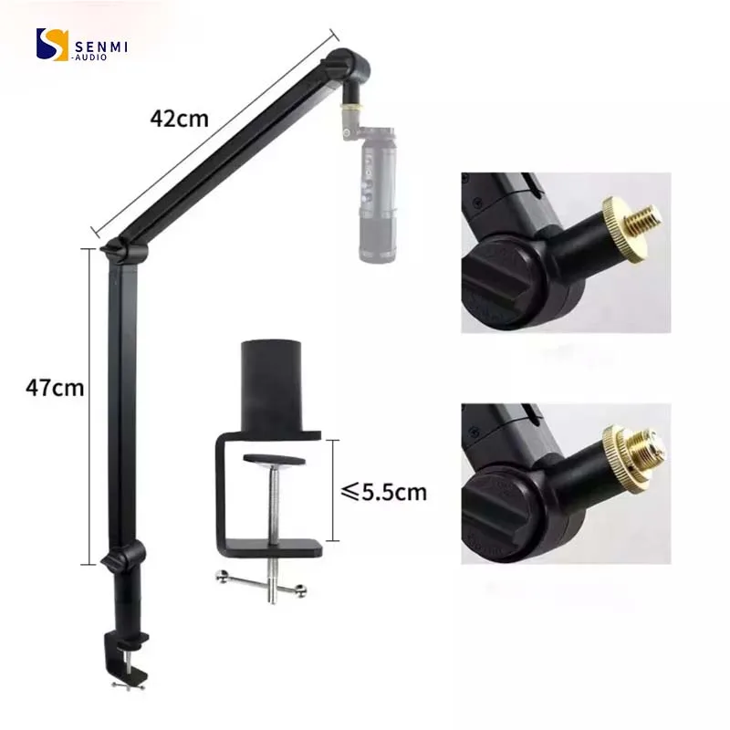 Microphone Stand Professional With Cantilever Swing Adjustment Fixed Design Of Power Cable Trough Metal Microphone Stand