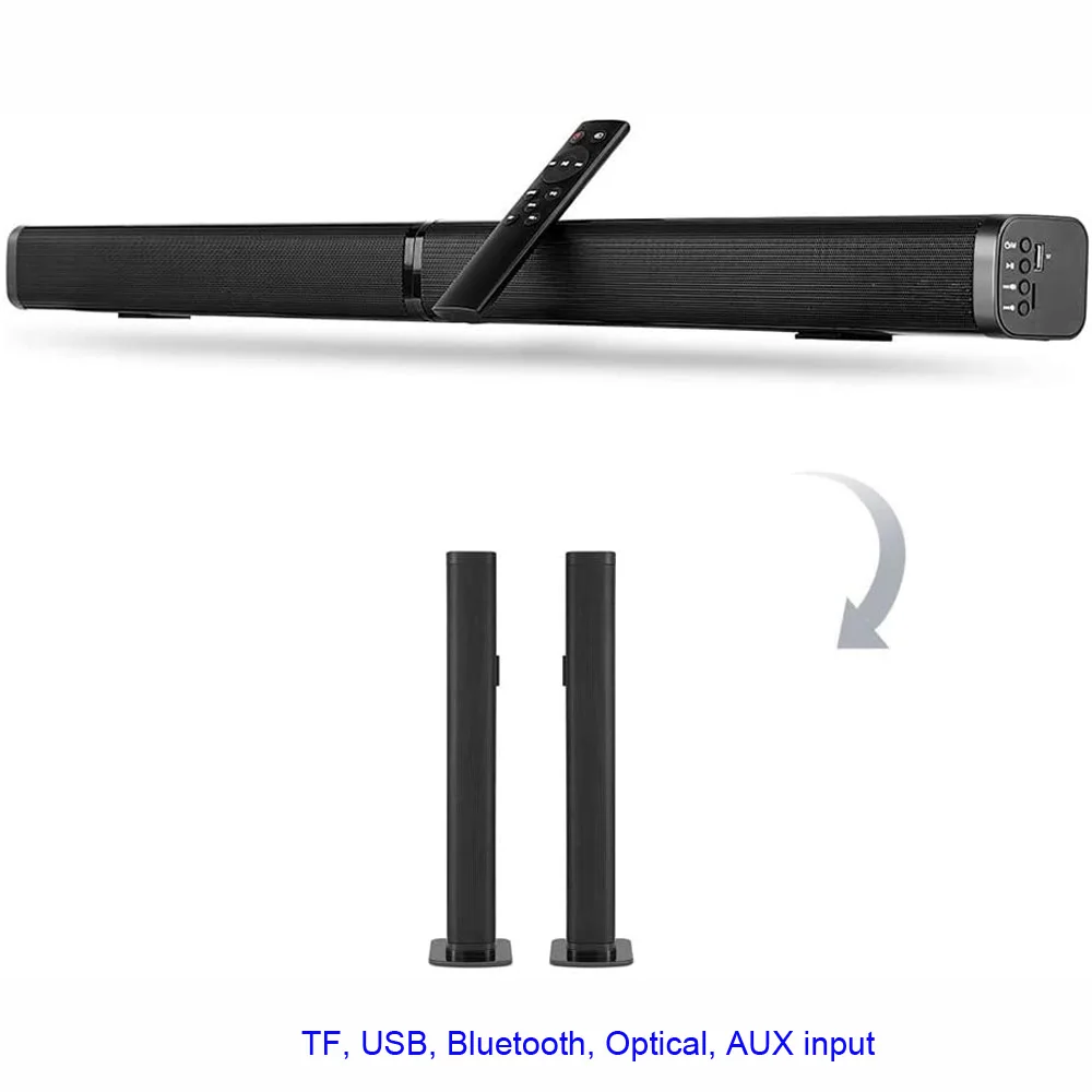 Top Ultra slim Detachable Bluetooth TV Sound bar 37 inch wireles speaker built-in subwoofer soundbar with optical for LED TV