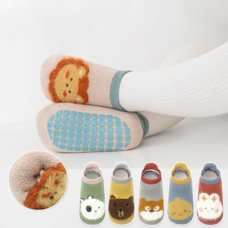 Kids Girl Boy Socks Anti Slip Cotton Baby Socks for Girls Boys Casual Print Winter Thick Warm Toddler Children's Sock Non-slip