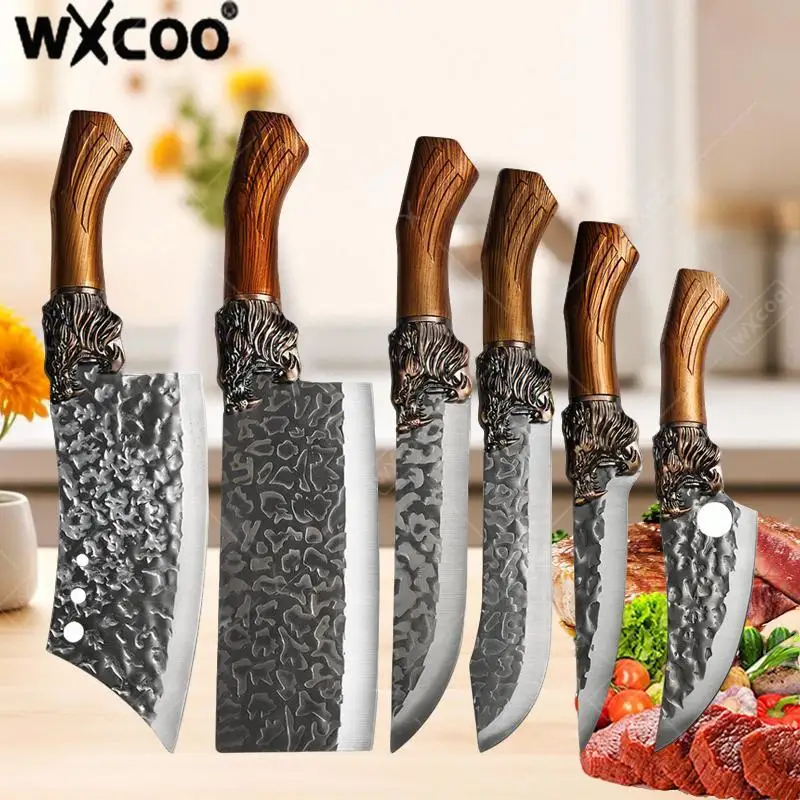 WXCOO Handmade Forged Kitchen Knife Forge Knives Slicing Knife Meat Cutting Knives Boning Knife Multifunctional Kitchen Knives