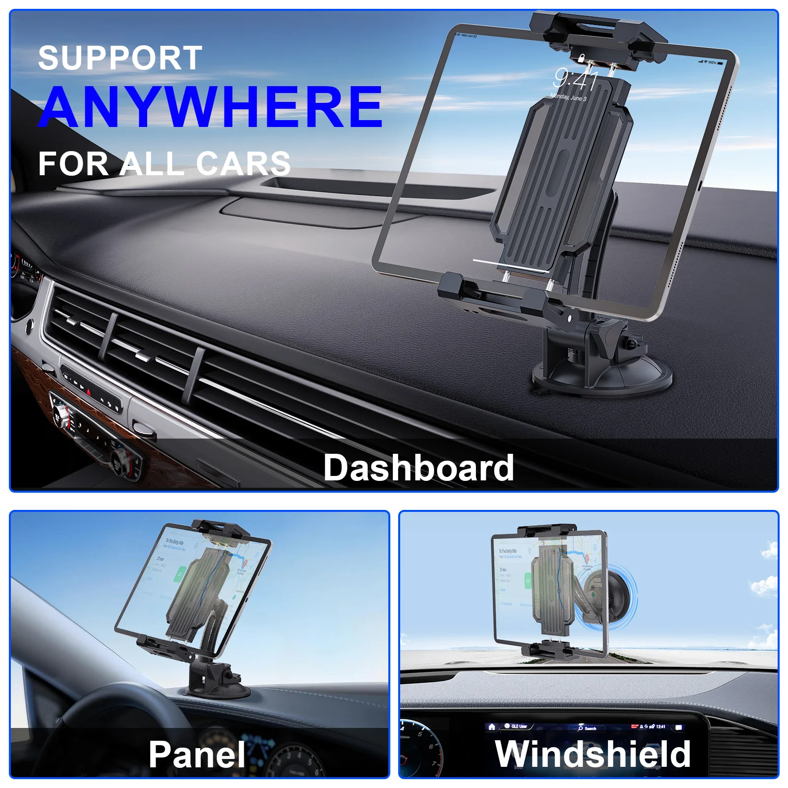 Universal Car Dashboard Windshield Mount Tablet Holder for IPad Pro 11 12.9 Air Mini Phone Stand for Samsung Galaxy 4-13 Inch view 3