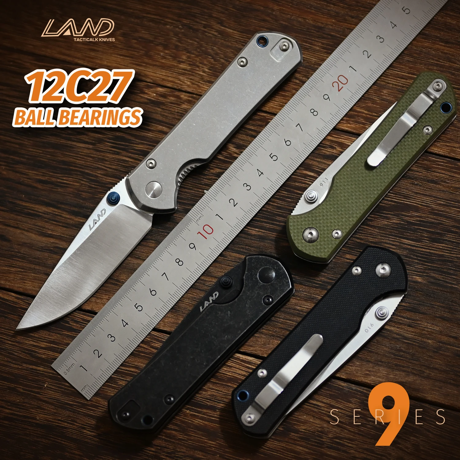 LAND 910 coltello pieghevole tascabile 12C27 lama in acciaio inossidabile cuscinetto a sfere campeggio esterno sopravvivenza portatile strumento di pesca edc