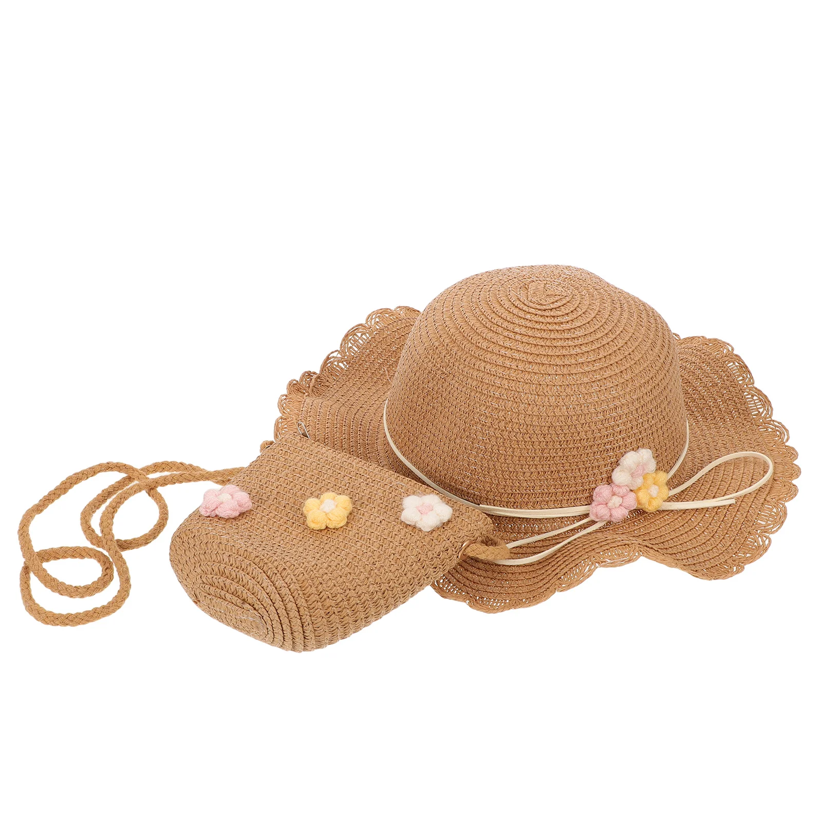 

Hat Bag Set Beach Play Hats Anti Sun Breathable Straw Girls 's