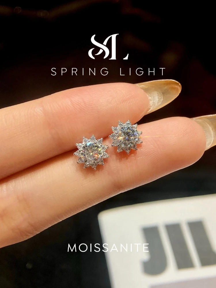 

Серьги-солитеры «Солнечный цветок» с муассанитом 0.5 карата для женщин, из стерлингового серебра 925 пробы, для свадьбы, юбилея, вечеринки