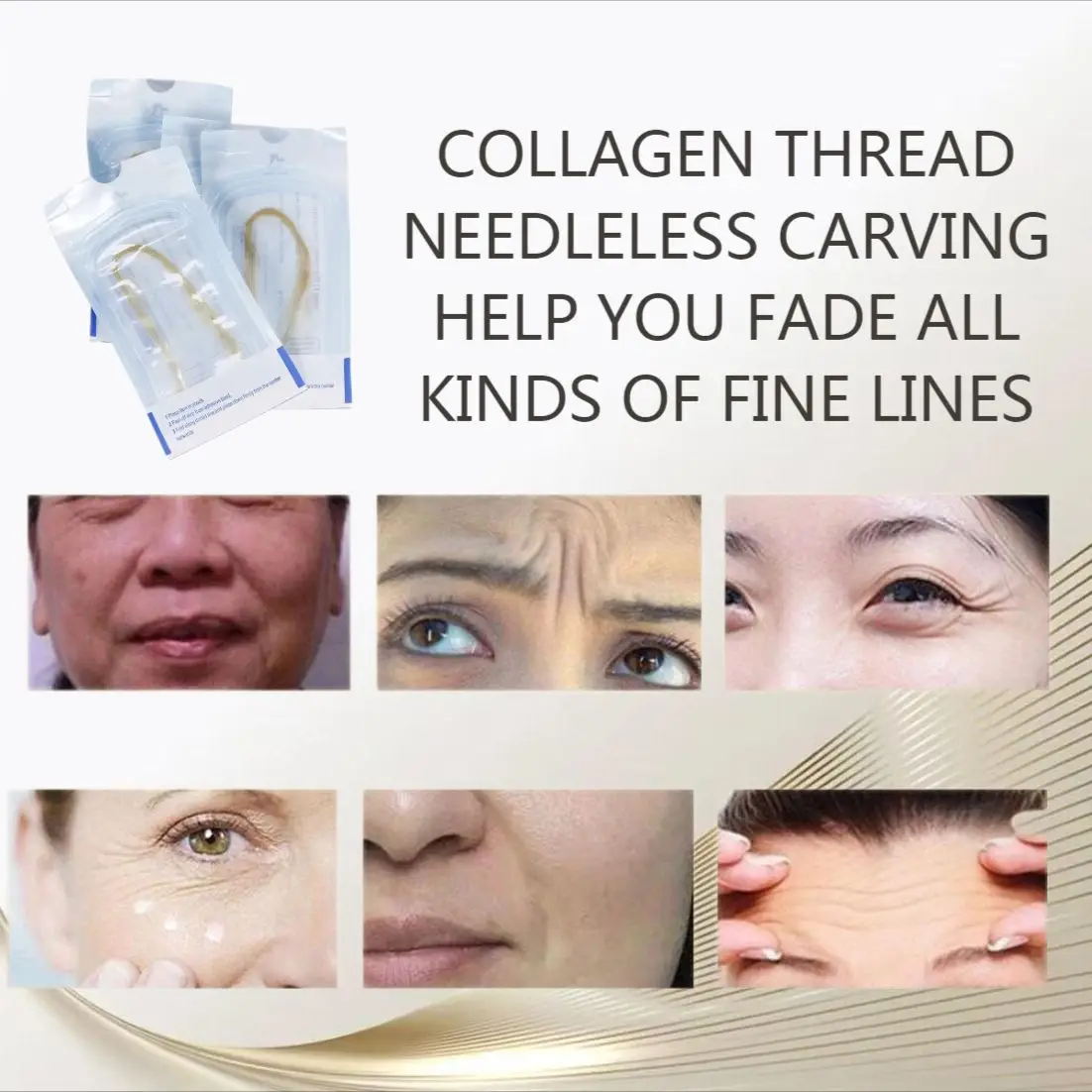 Absorbent Collagen Threads No Needle Gold Protein Line Anti Aging Women Collagen Face Filler Protein Thread Skin Care