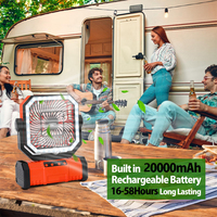 Portable Rechargeable Camping Fan for Tent 20000mAh Battery Operated Outdoor Fan  with LED Light and Hook  for Tent Car Trip