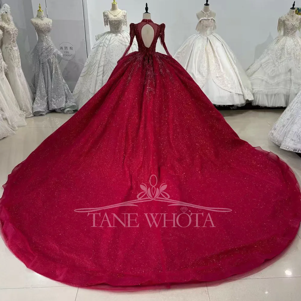 

Red Evening Dresses V-Neck Long Sleeve Customizable Beaded Sequined Embroidery For Women Party Vestido De Fiesta