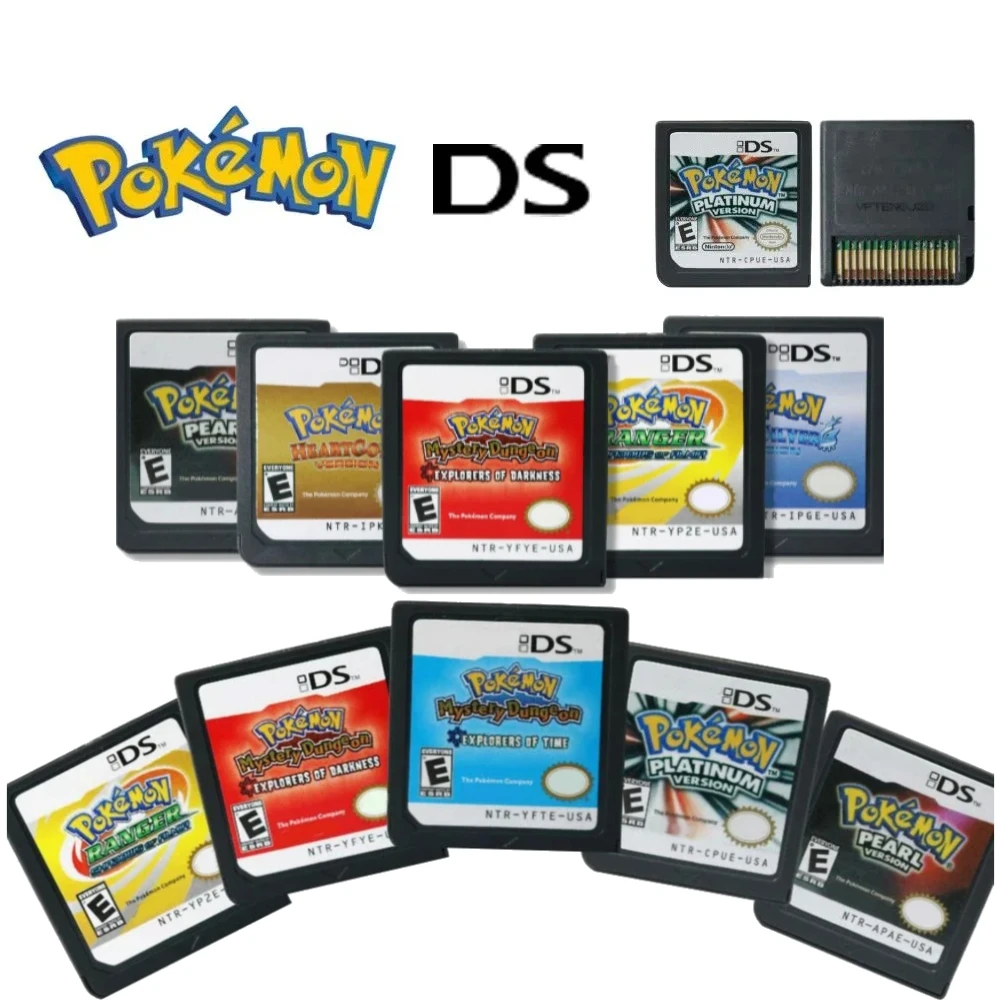 Tarjeta combinada de Pikachu, tarjeta combinada 3DS NDS DS, corazón dorado y alma plateada, tarjeta de juego de Pokemon, regalo de cumpleaños para niños