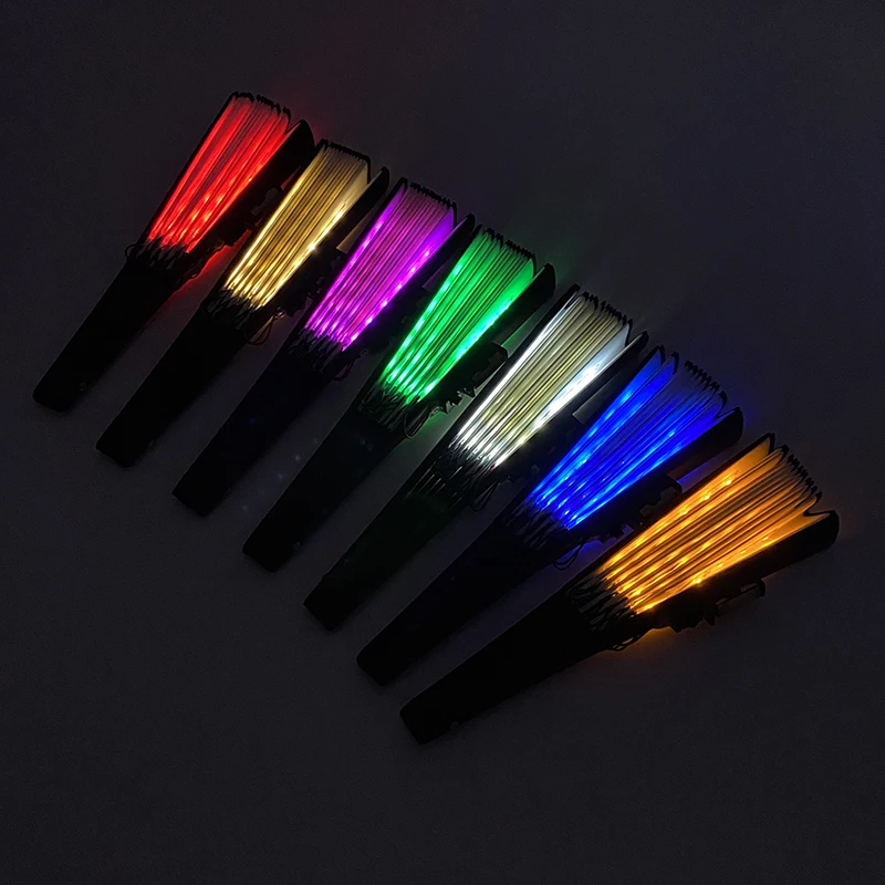 10 inches LED Luminous Folding Fan Dance Party Wedding Stage Performance Show Festival Fans Colorful Led Hand Fan Kung Fu Fan