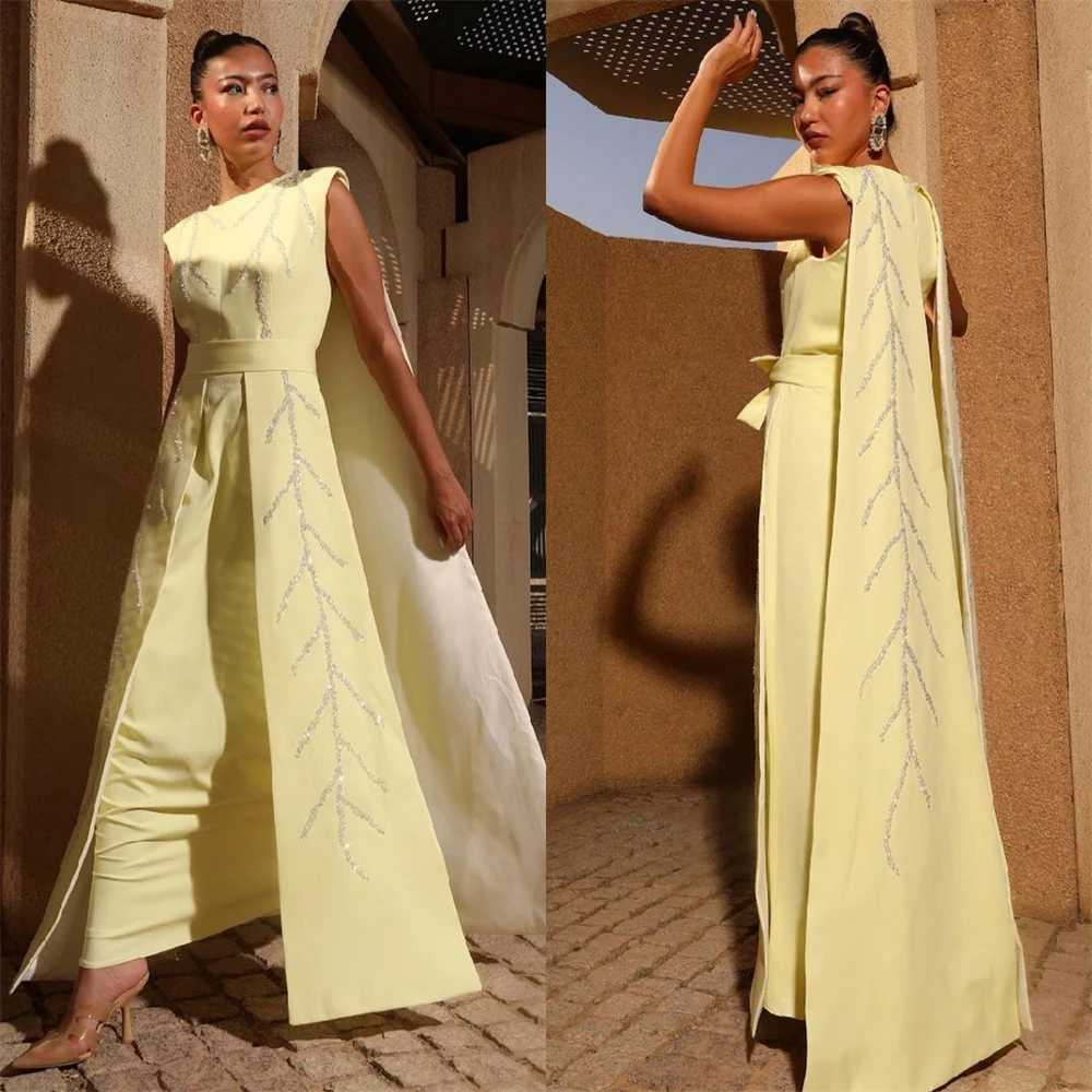 

Customized Sexy Casual Evening Jersey Draped Sequined Pleat Clubbing A-line Boat Neck Bespoke Occasion Gown Long Dresses