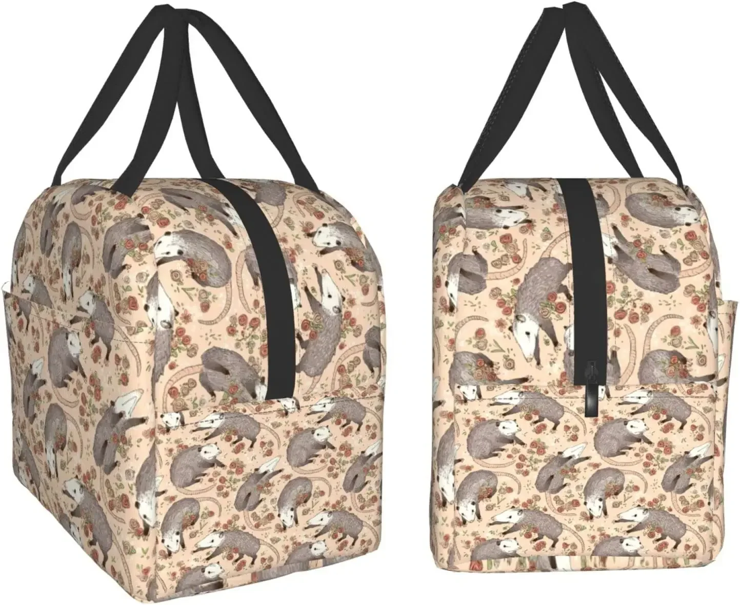 Opossum et sac fourre-tout poubelle pour femmes, cadeaux à la mode, boîte à lunch isolée pliable simple, sacs de nourriture scolaire pour enfants