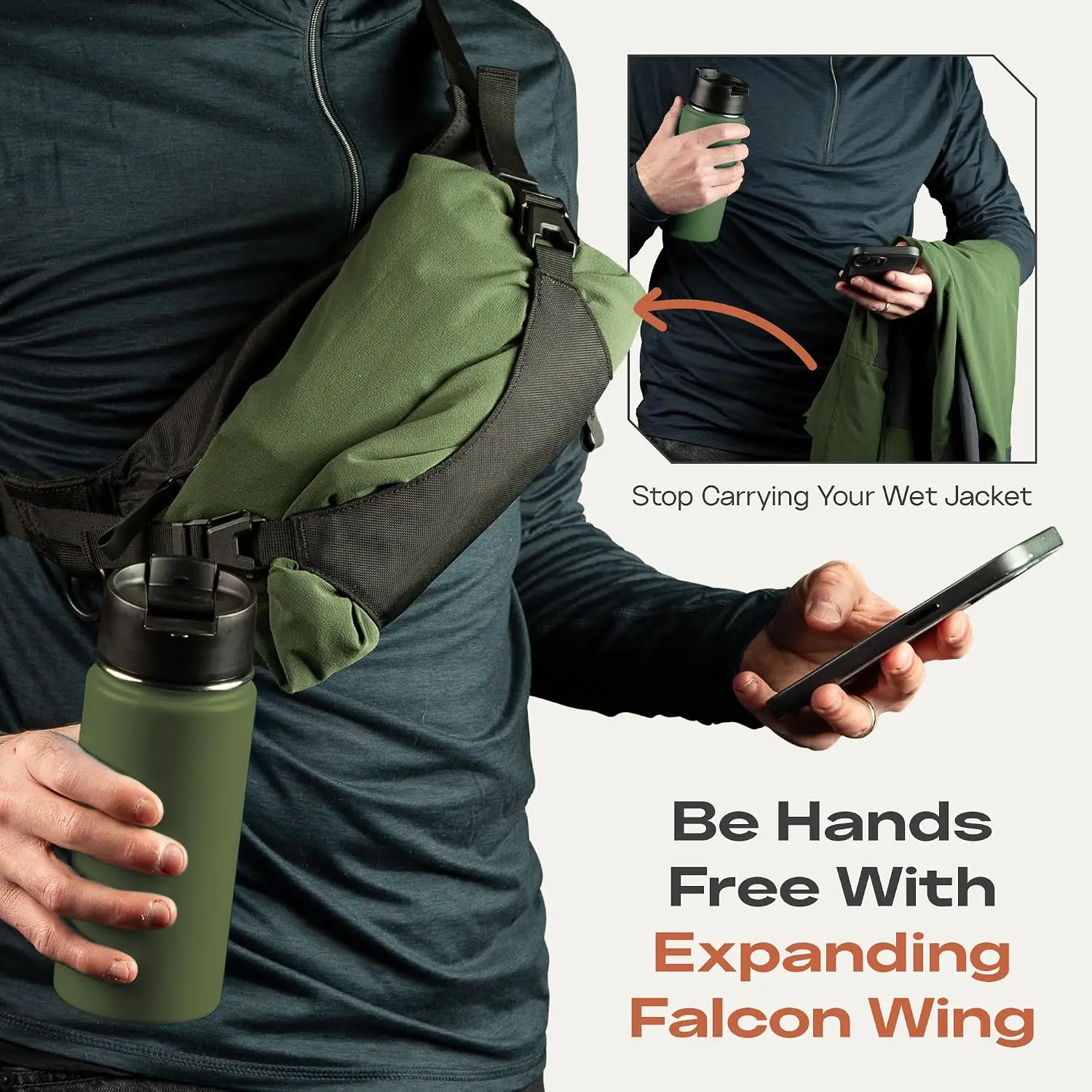 2L Ultralight Fanny Pack Crossbody Belt Bag for Men & Women, Slim Waist Sling Bag for Travel, Running, Hiking & Dog Walking, Expandable Water-Resistant Pack with Adjustable Strap, Kelp Green